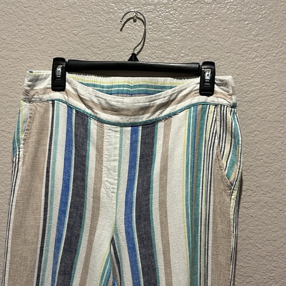 Hope & Harlow Pants Womens Size 8 High Waist Striped Multi Color Linen Blend - Picture 9 of 10